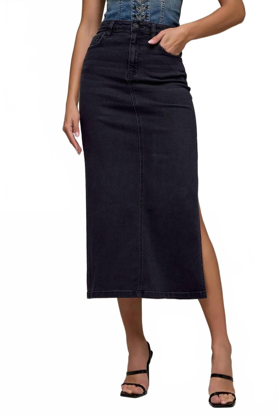 NEW HIDDEN women's sexy hi slit skirt in black